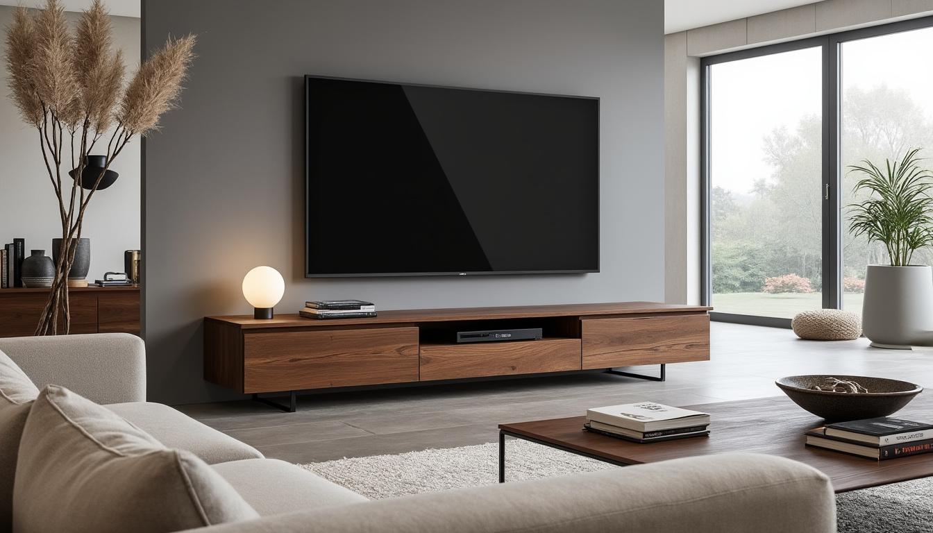 découvrez comment associer votre décor à un meuble tv kaorka k16 xs 120 cm en noyer, alliant élégance et fonctionnalité. harmonisez votre intérieur avec ce meuble chic, conçu pour sublimer votre espace de vie tout en offrant une solution de rangement pratique.
