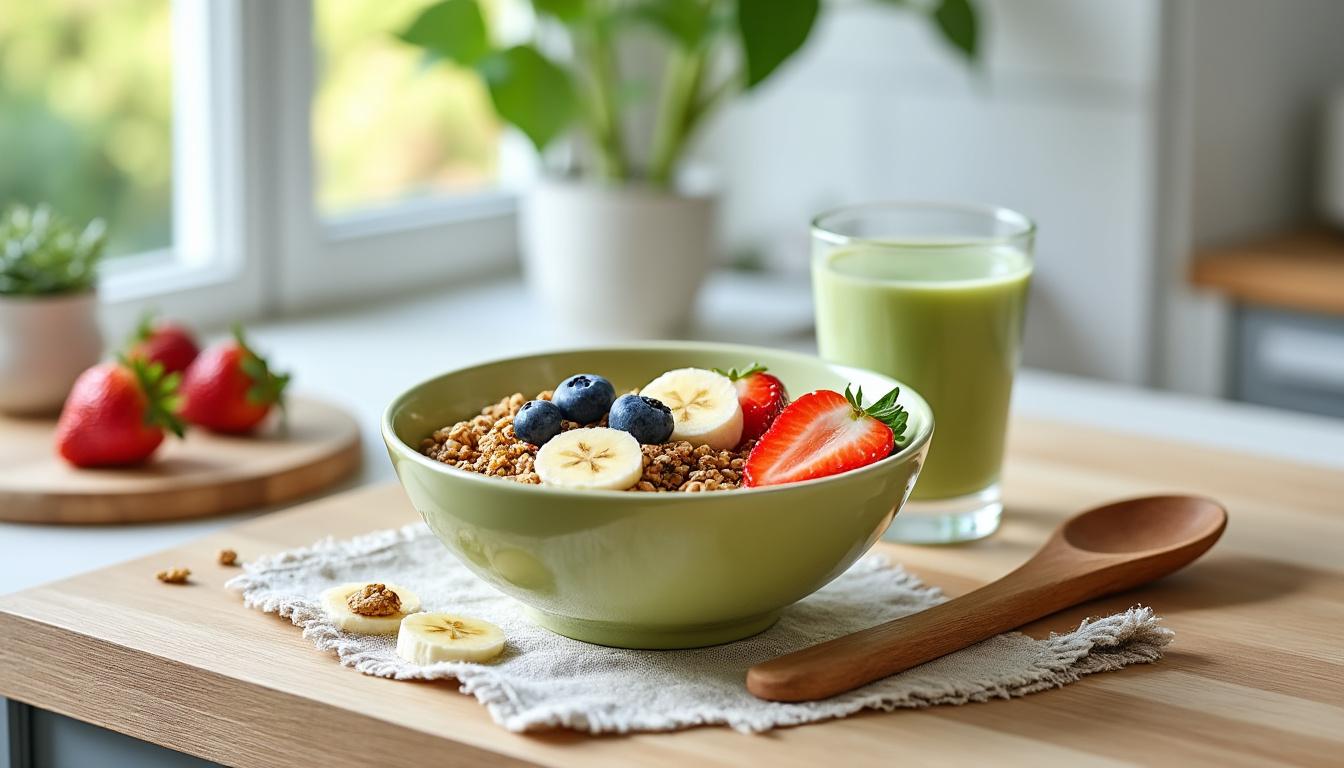 découvrez le granola de claire au matcha, un délicieux mélange riche en saveurs et en bienfaits, parfait pour bien commencer votre journée. éveillez vos sens avec cette recette nutritive qui allie le croquant du granola à l'énergie du matcha, pour un petit-déjeuner sain et gourmand.