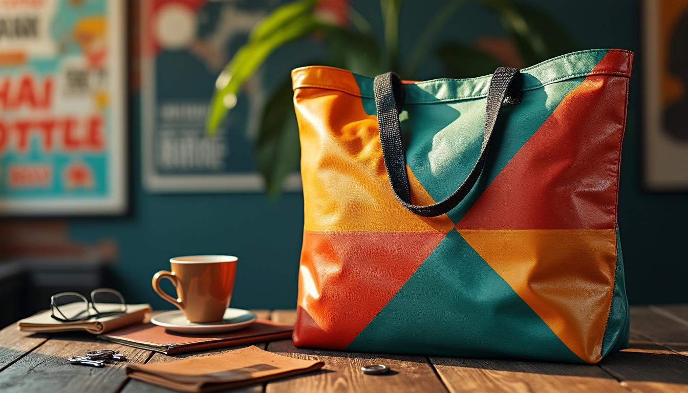 découvrez le sac cabas en bâche camion recyclée, alliant durabilité, style unique et praticité pour un accessoire éco-responsable et tendance au quotidien.