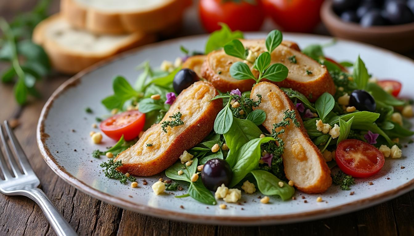 découvrez la recette authentique de la salade périgourdine aux gésiers confits, un mélange savoureux et gourmand qui ravira vos papilles à chaque bouchée.