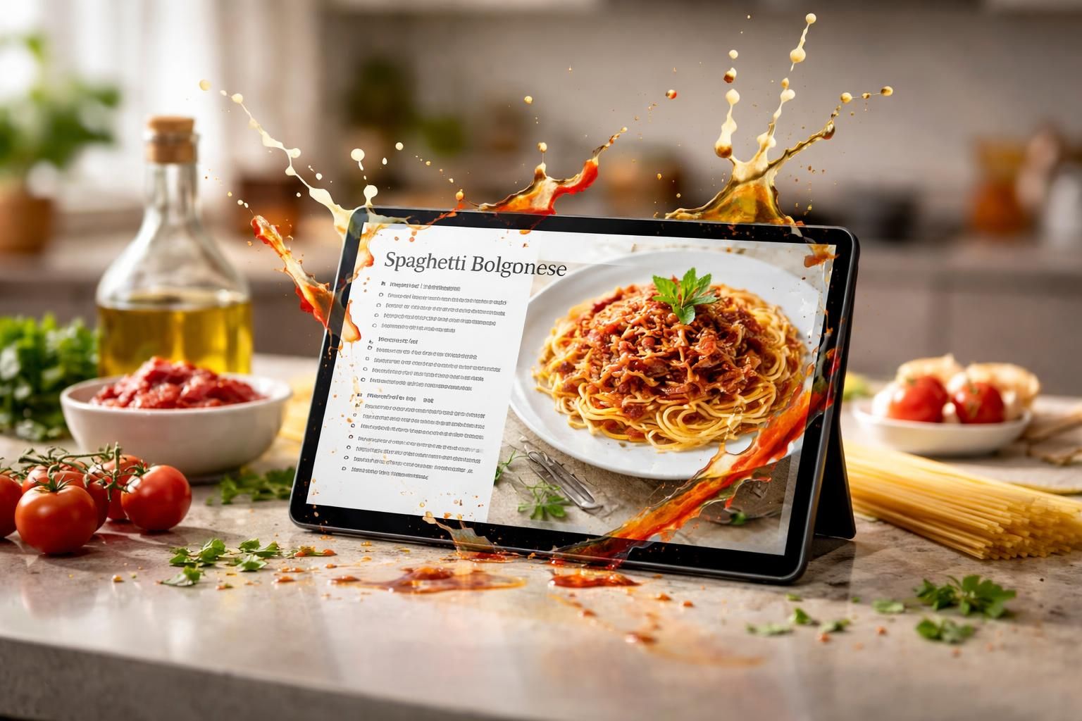 découvrez la tablette samsung galaxy, conçue pour que votre recette reste toujours visible, même en cas d'éclaboussures en cuisine.