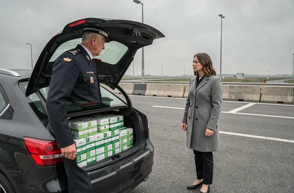 Contrôle douanier de cartouches de cigarettes achetées au Luxembourg à la frontière française